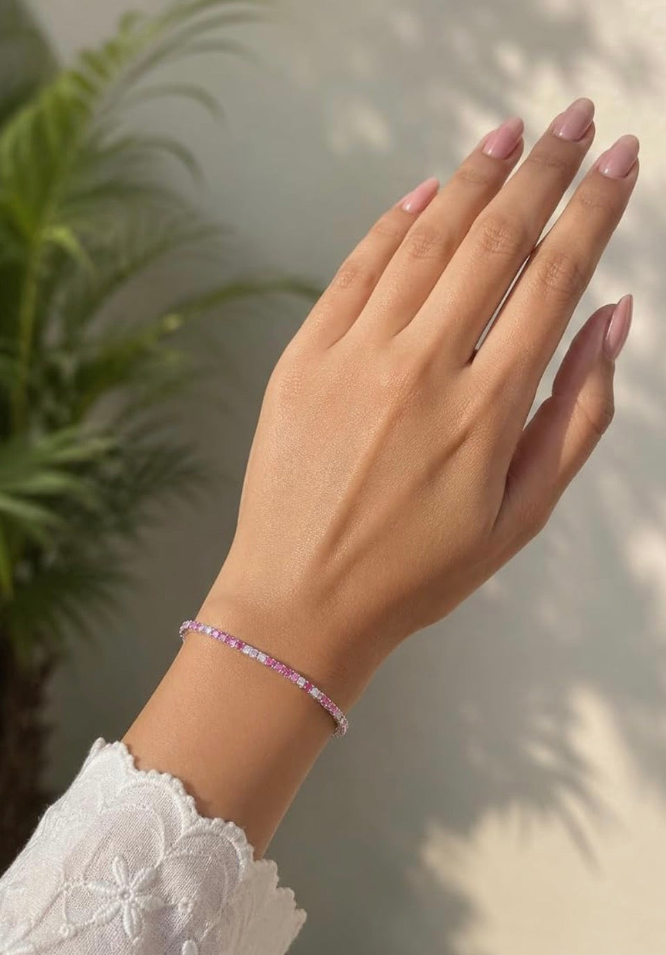 Pink Sparkle Stretch Tennis Bracelet (Single Piece)