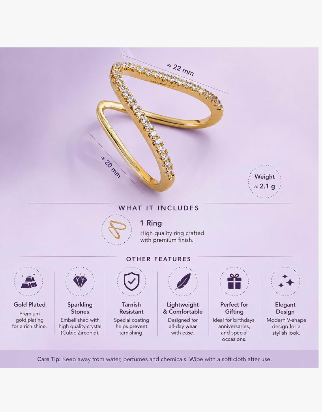 V-Luxe Crystal Ring