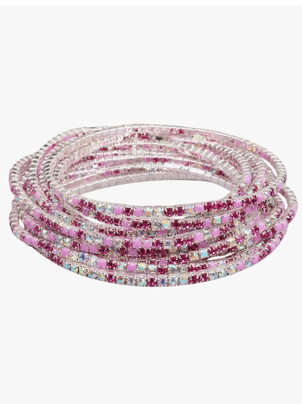 Pink Sparkle Stretch Tennis Bracelet (Single Piece)