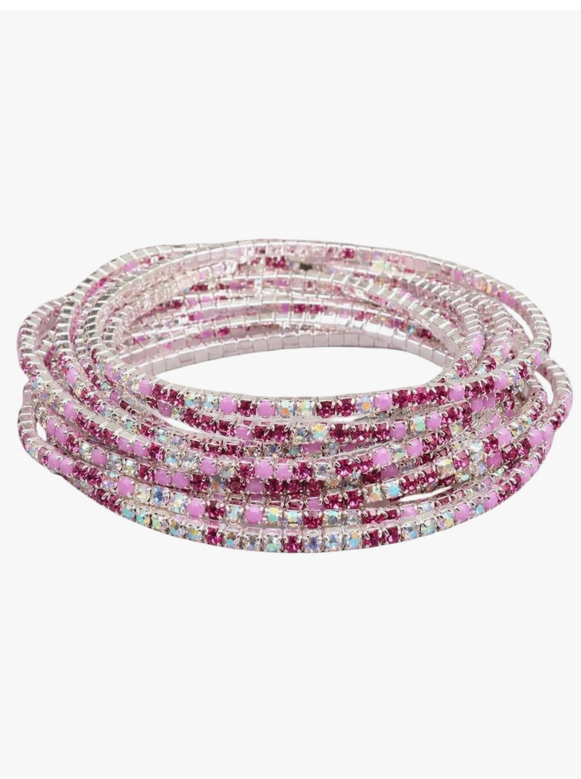 Pink Sparkle Stretch Tennis Bracelet (Single Piece)