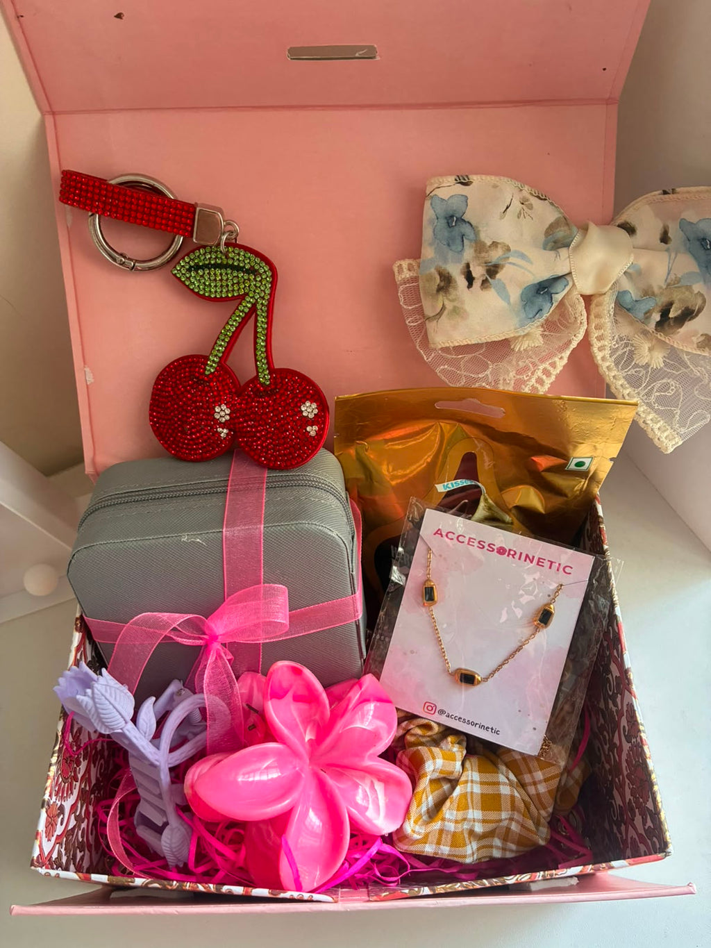 1. Cherry Charm Rakhi Hamper Accessorinetic