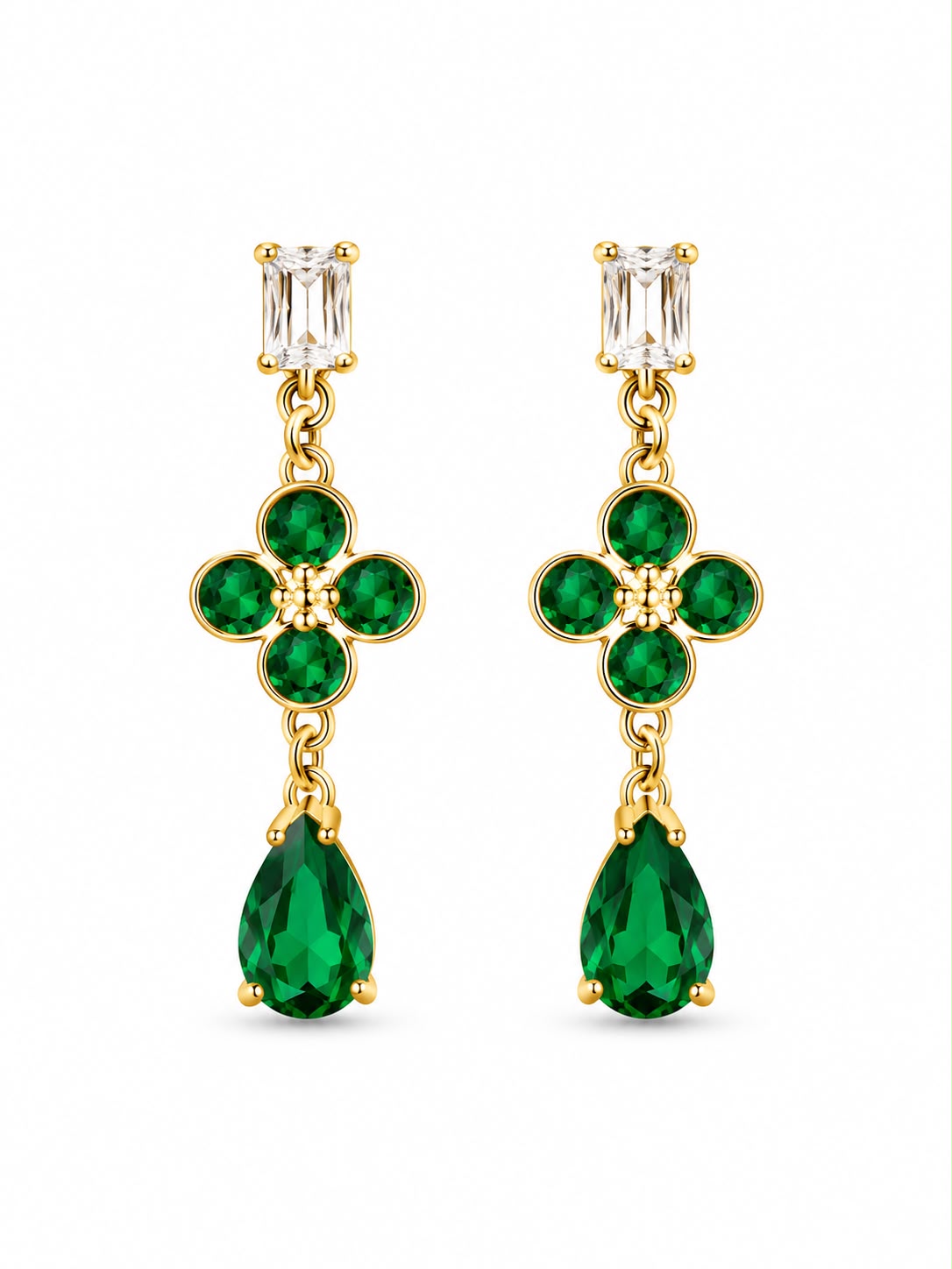 Emerald Bloom Drop Earrings