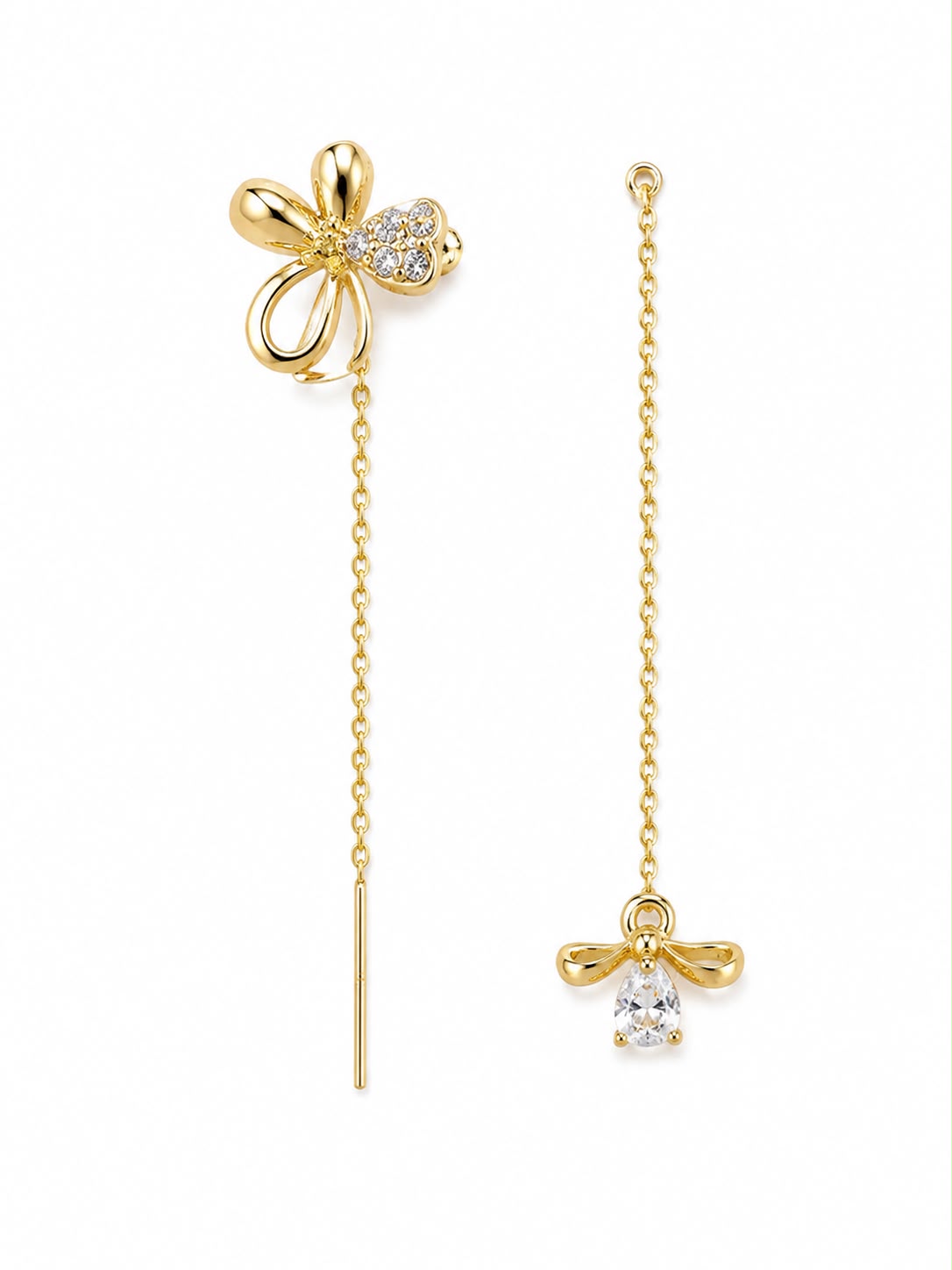 Bow & Sparkle Threader Earrings