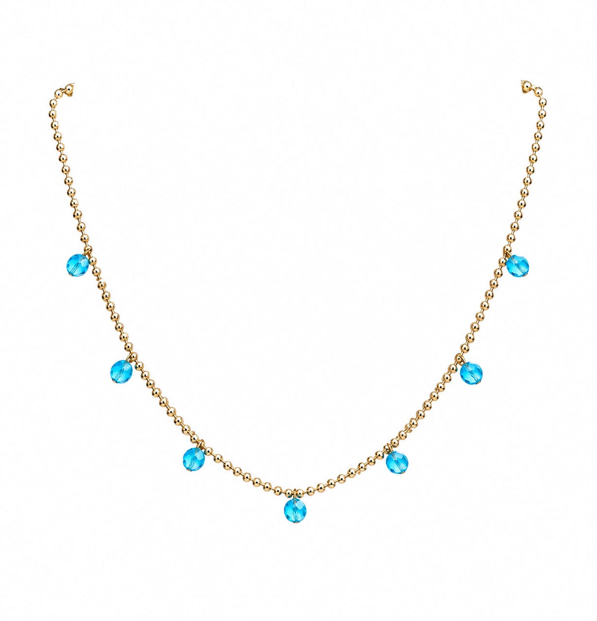 Ocean Blue Crystal Drop Necklace