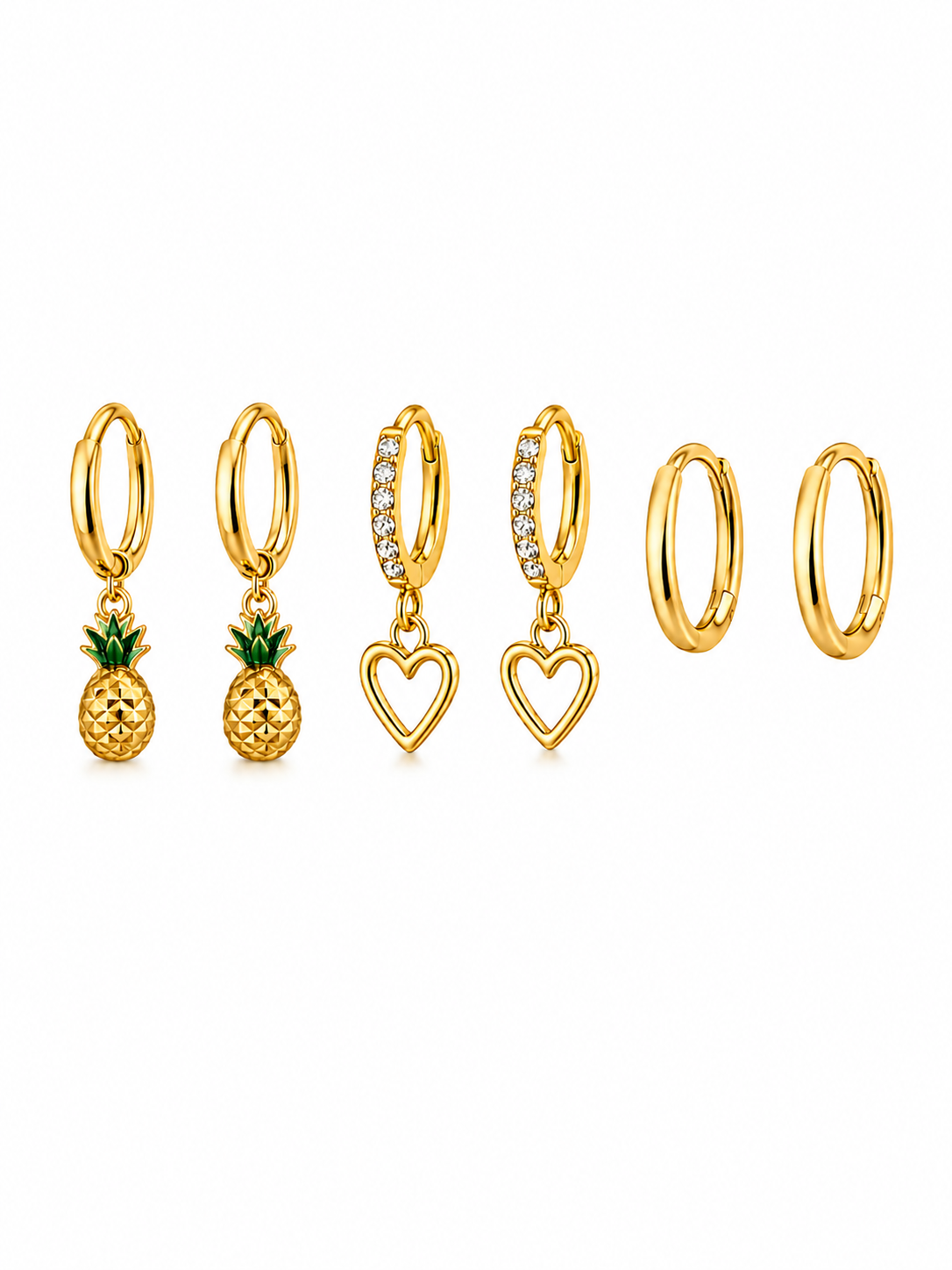 Golden Charm Trio Earrings Set