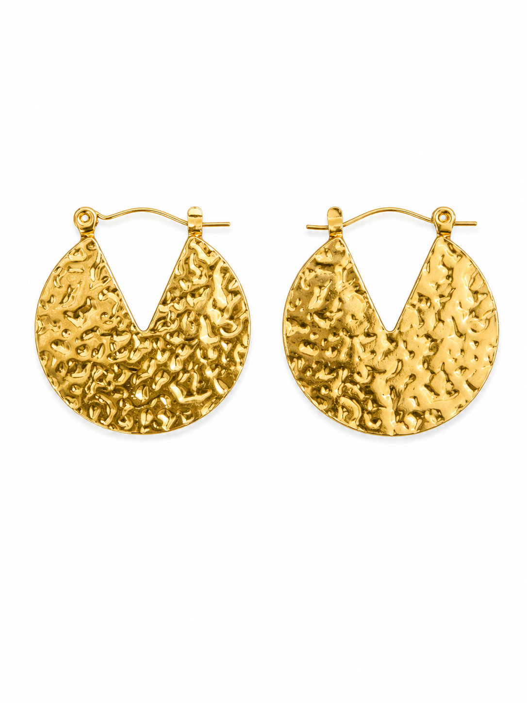 Hammered Gold Teardrop Hoops