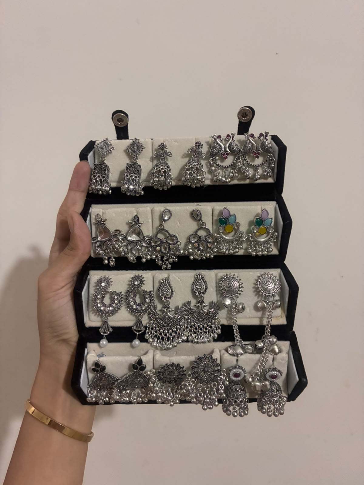 12 Pairs of Oxidized Silver Earrings