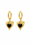 Noir Heart Drop Earrings