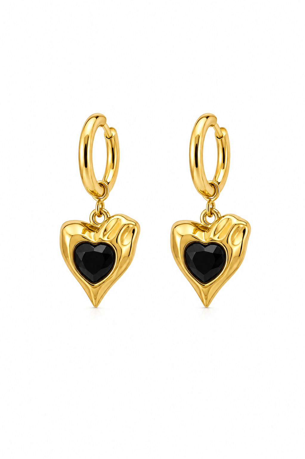 Noir Heart Drop Earrings