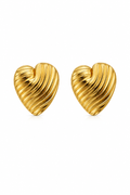Golden Wave Heart Earrings