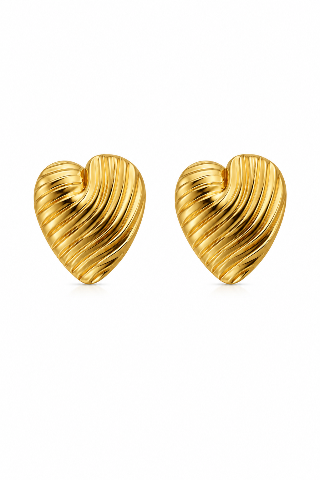 Golden Wave Heart Earrings