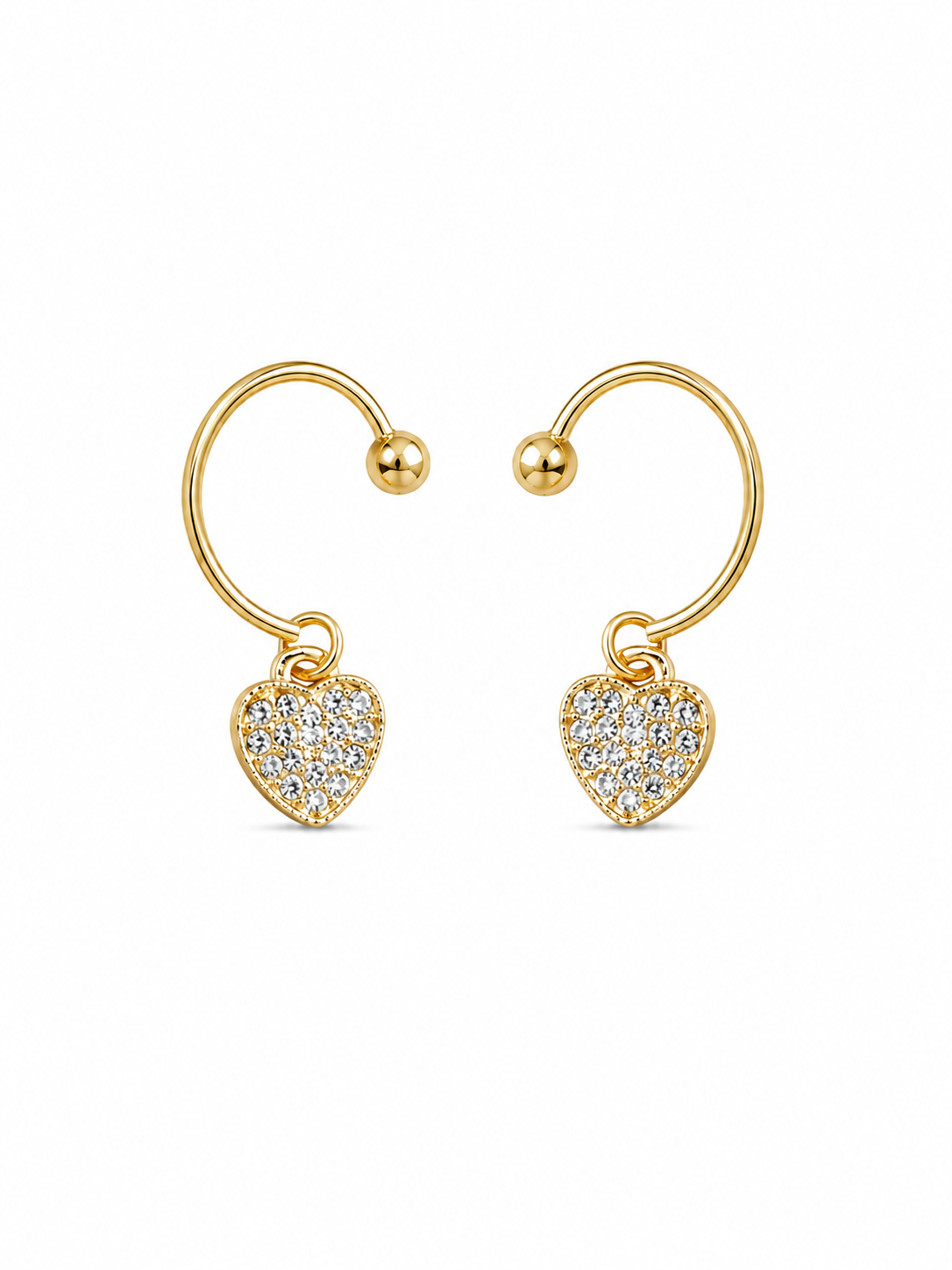 Heart Sparkle Non-Piercing Hoops