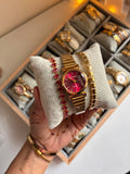 Ruby Glam Statement Watch & Bracelet Set