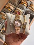 Rosé Pearl Charm Watch & Bracelet Set