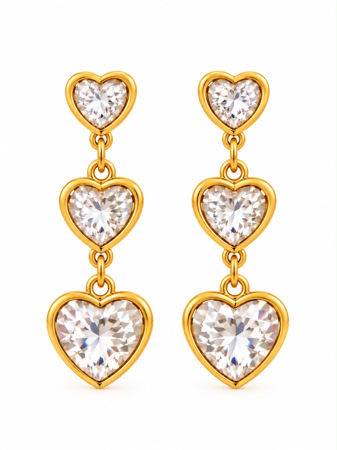 Triple Heart Drop Earrings