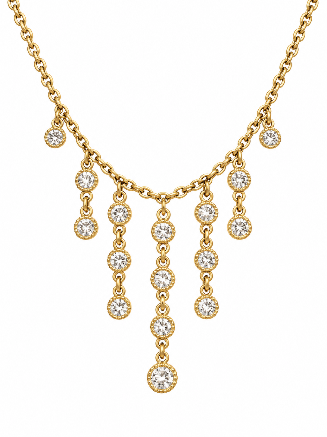 Crystal drop fringe necklace