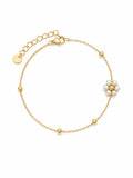 Pearl Flower Charm Bracelet