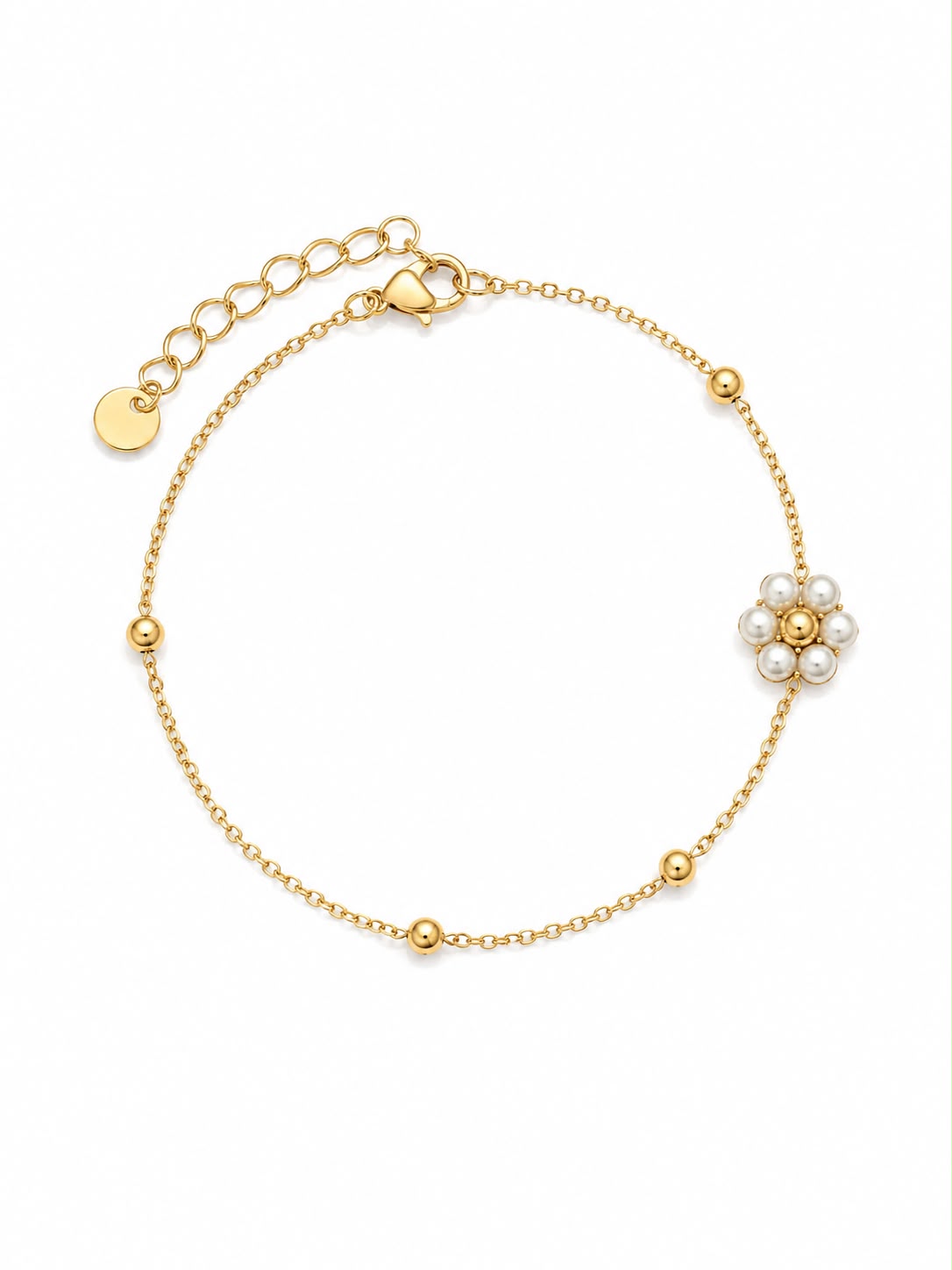 Pearl Flower Charm Bracelet