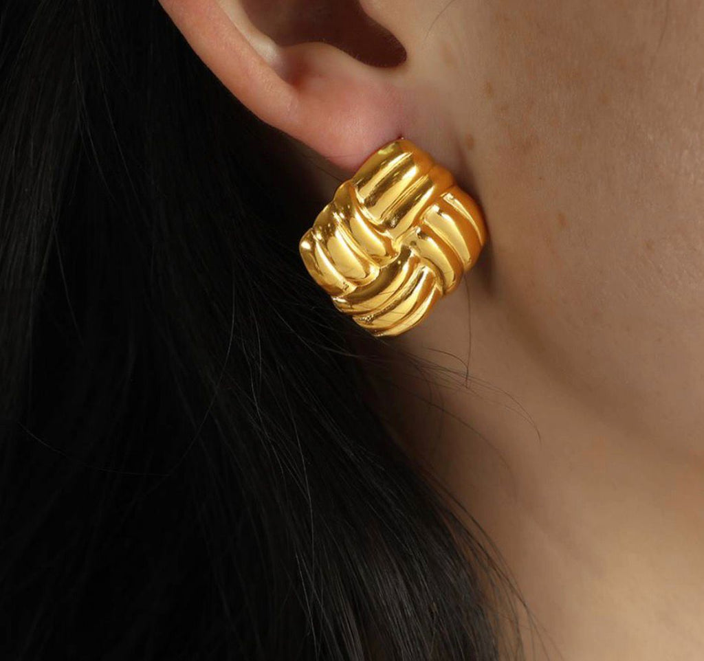 Golden Weave Stud Earrings