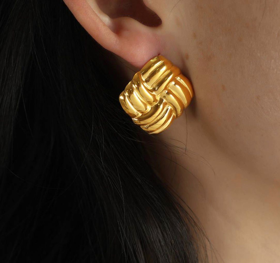 Golden Weave Stud Earrings