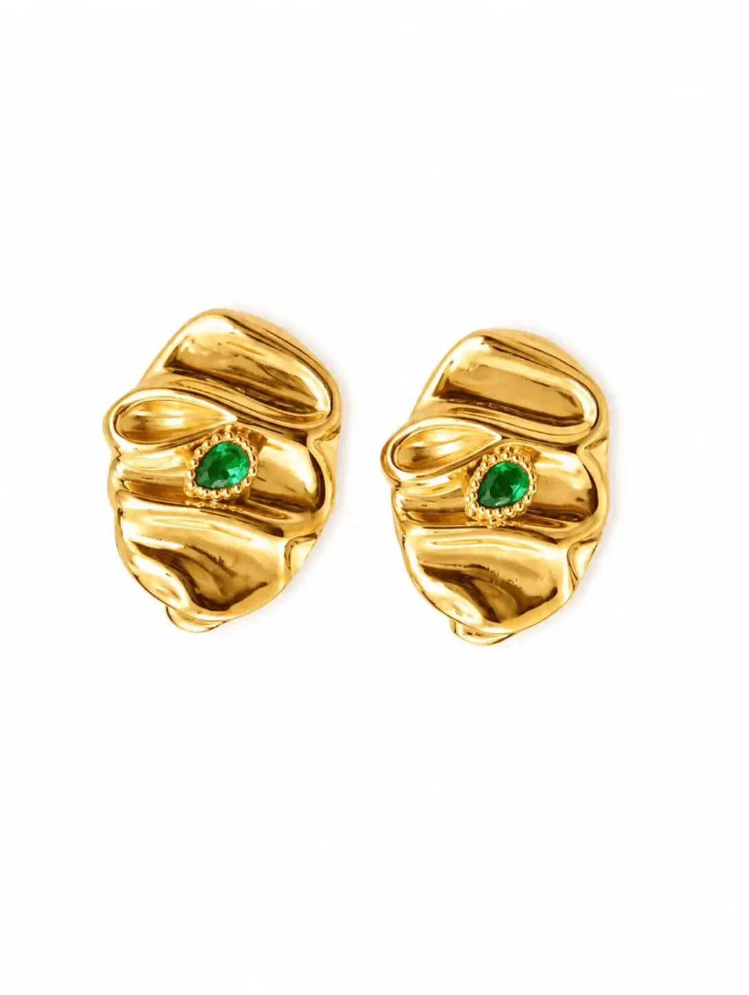 Emerald Luxe Sculpted Stud Earrings Accessorinetic