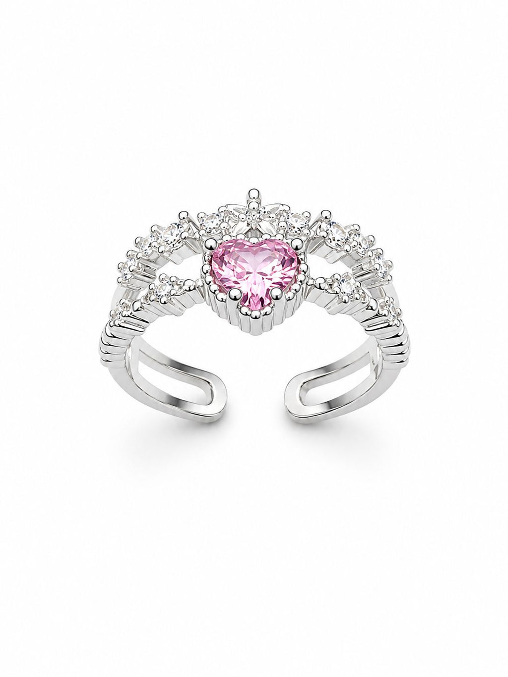 Pink Heart Crown Adjustable Ring