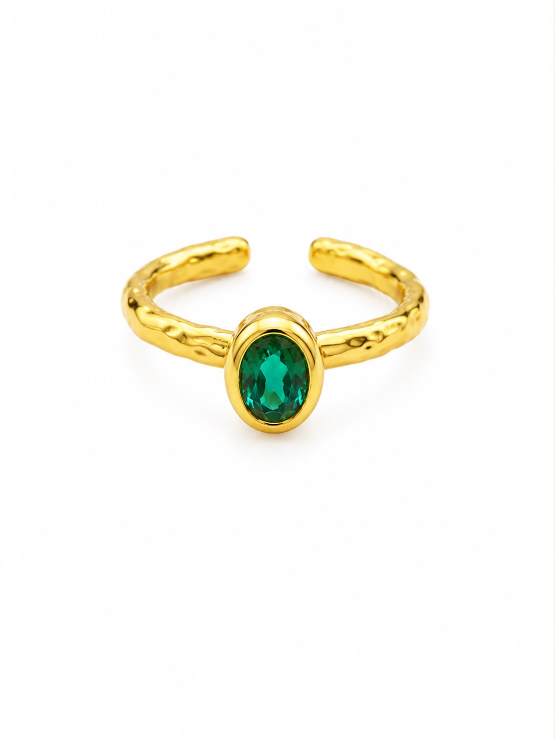 Emerald Oval Cuff Ring