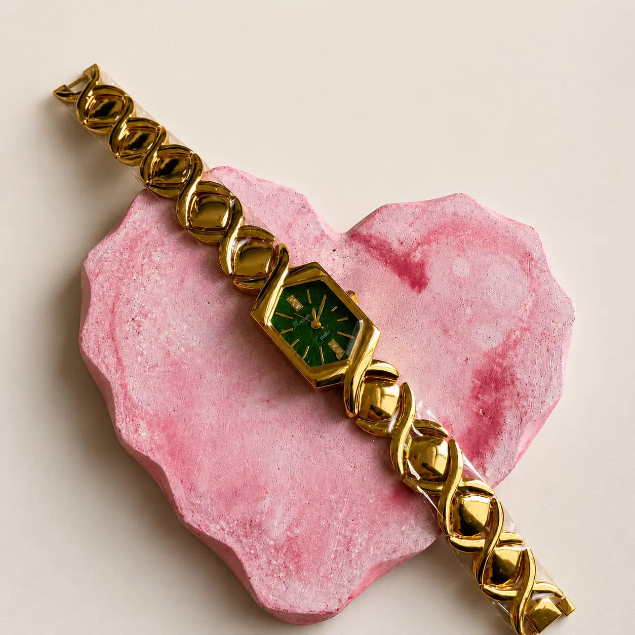 Golden Emerald Luxe Watch