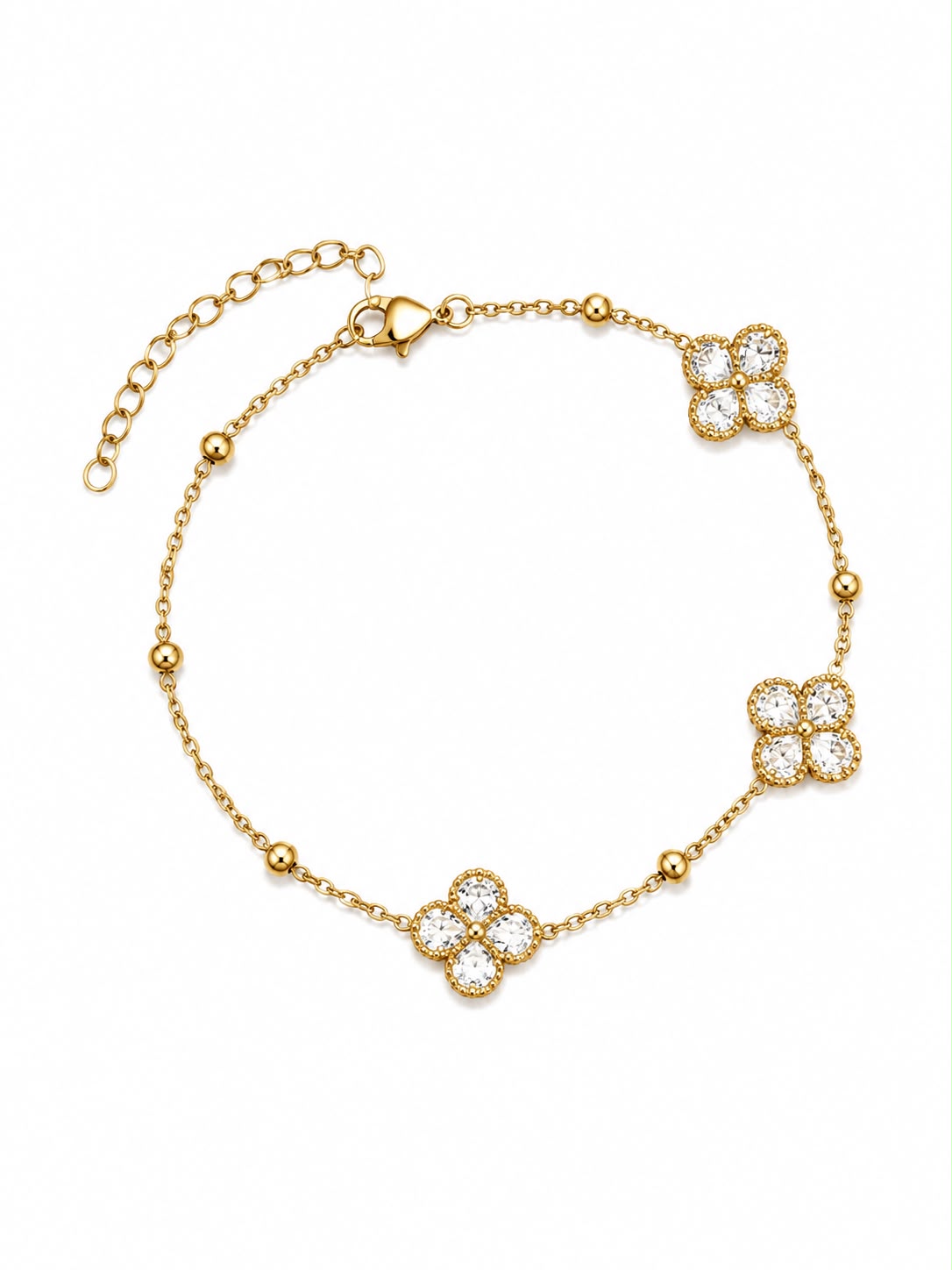 Floral Crystal Charm Bracelet