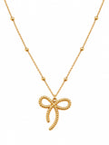 Golden Bow Charm Necklace