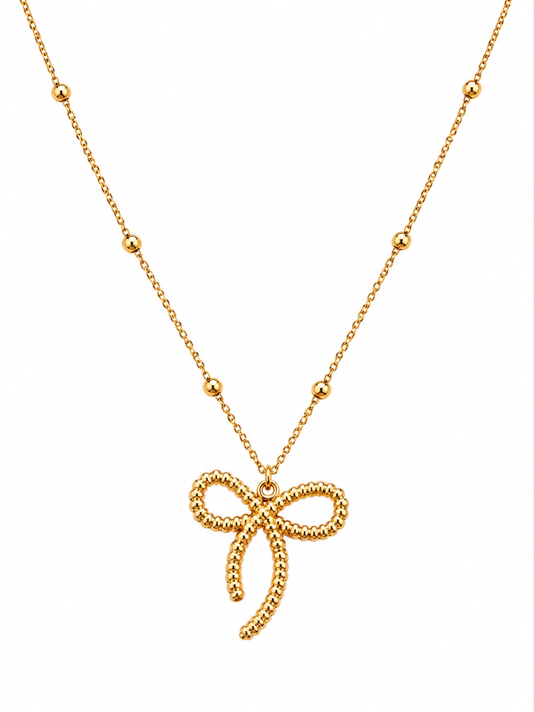 Golden Bow Charm Necklace
