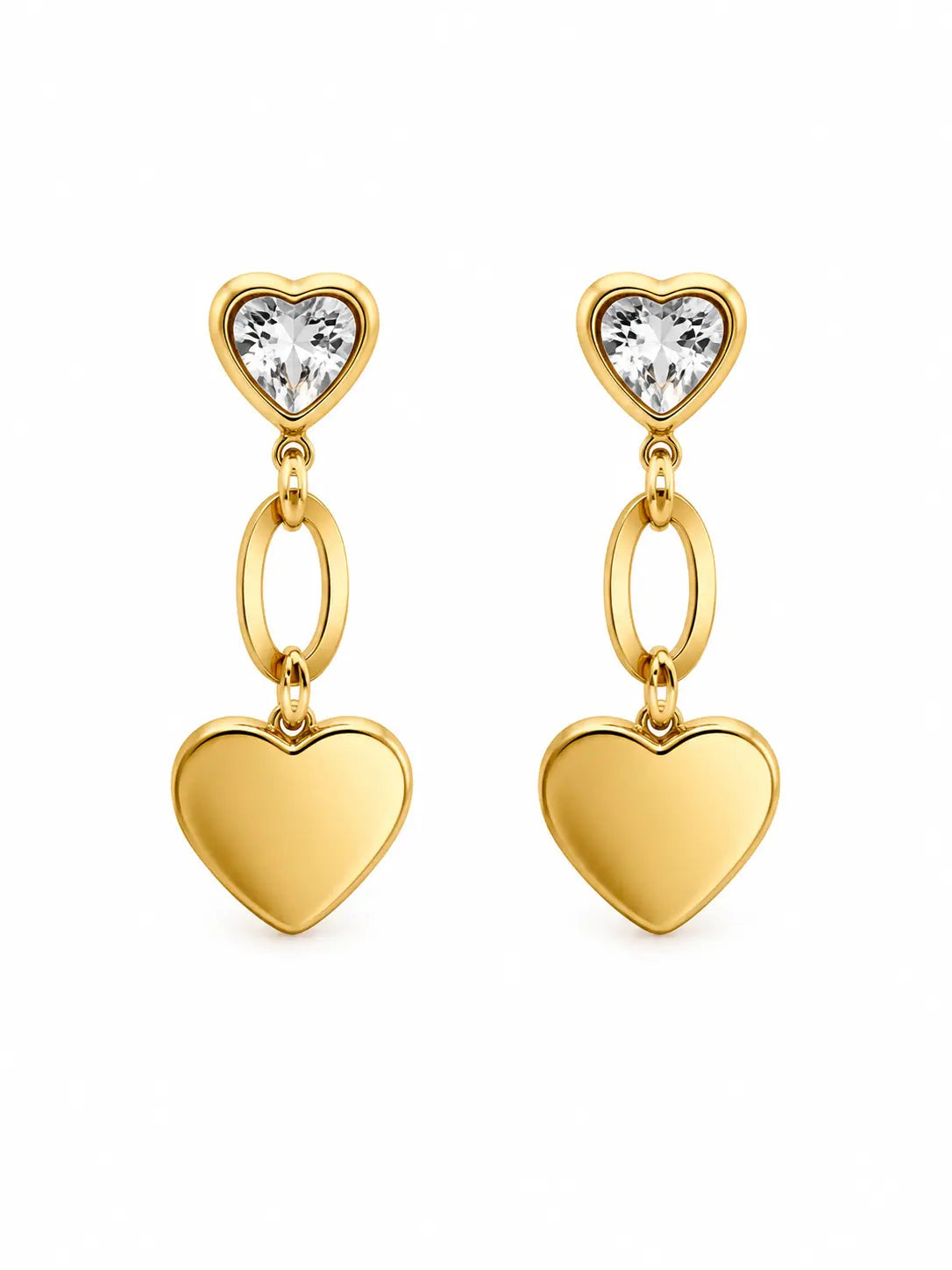 Golden Heart Drop Earrings Accessorinetic