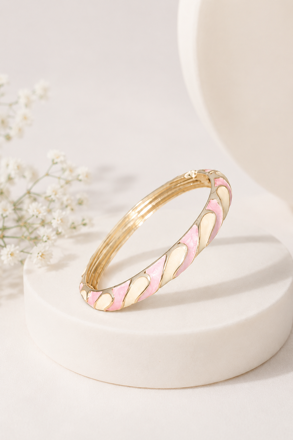 Blush Wave Enamel Bangle