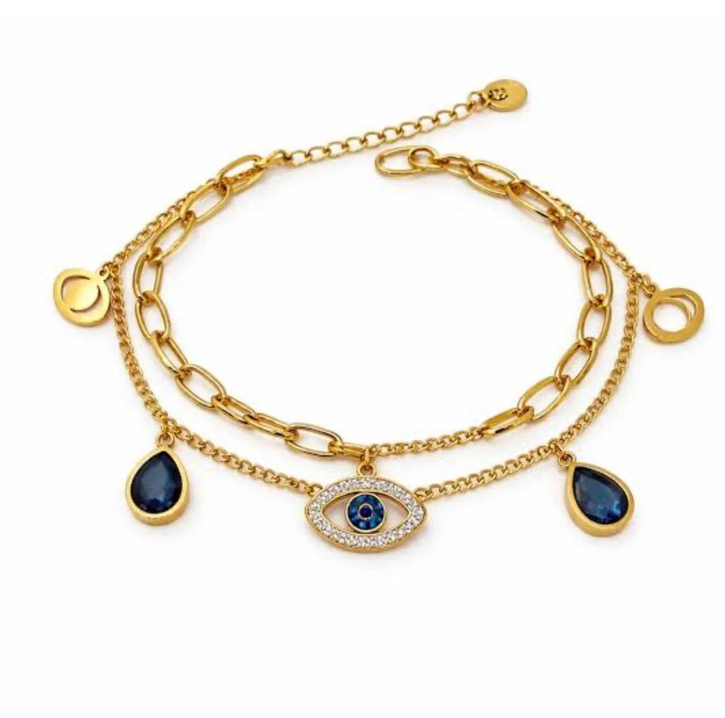 Midnight Evil Eye Layered Bracelet