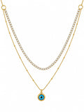 Evil Eye Double Layer Crystal Necklace Accessorinetic