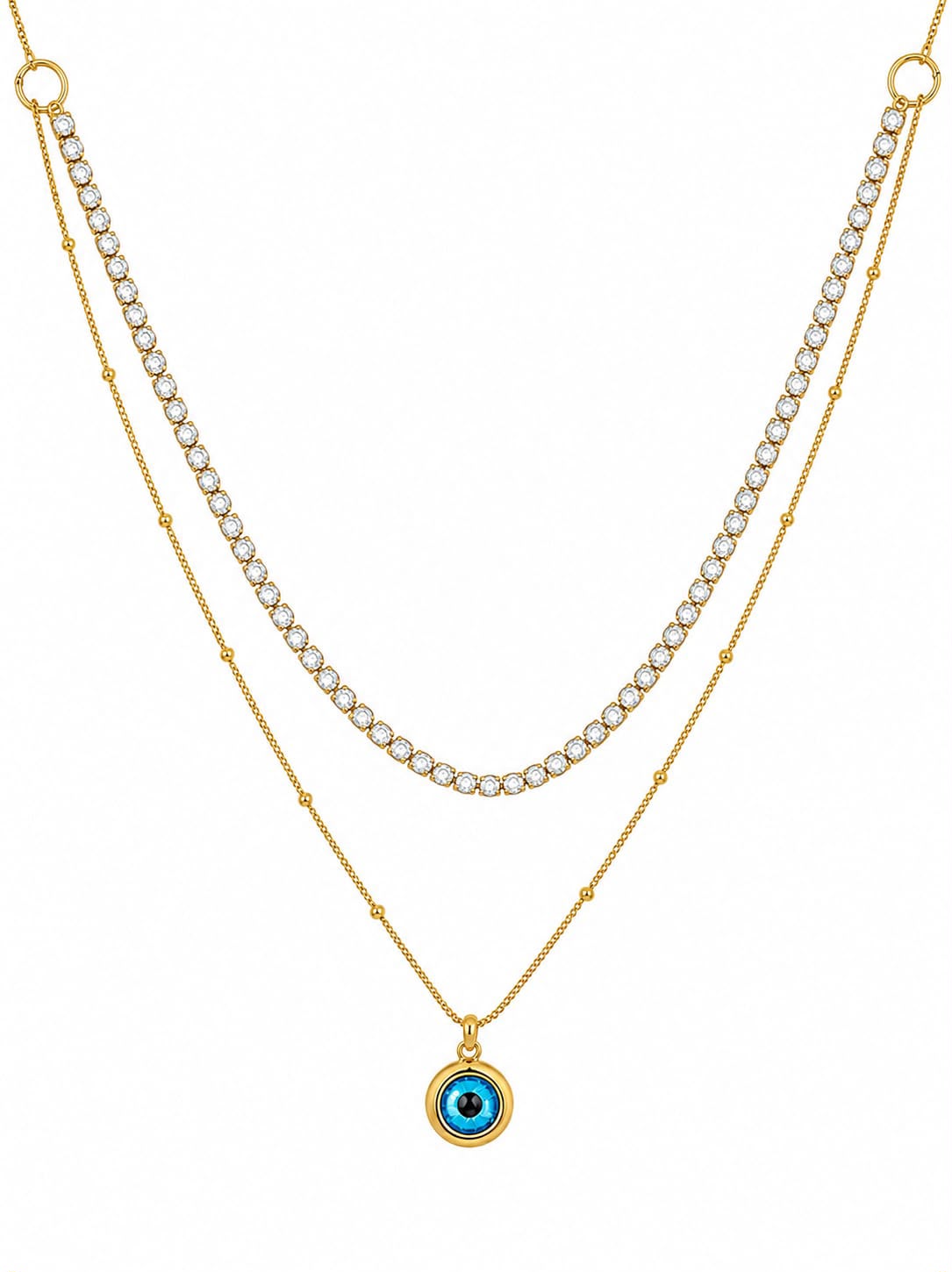 Evil Eye Double Layer Crystal Necklace Accessorinetic