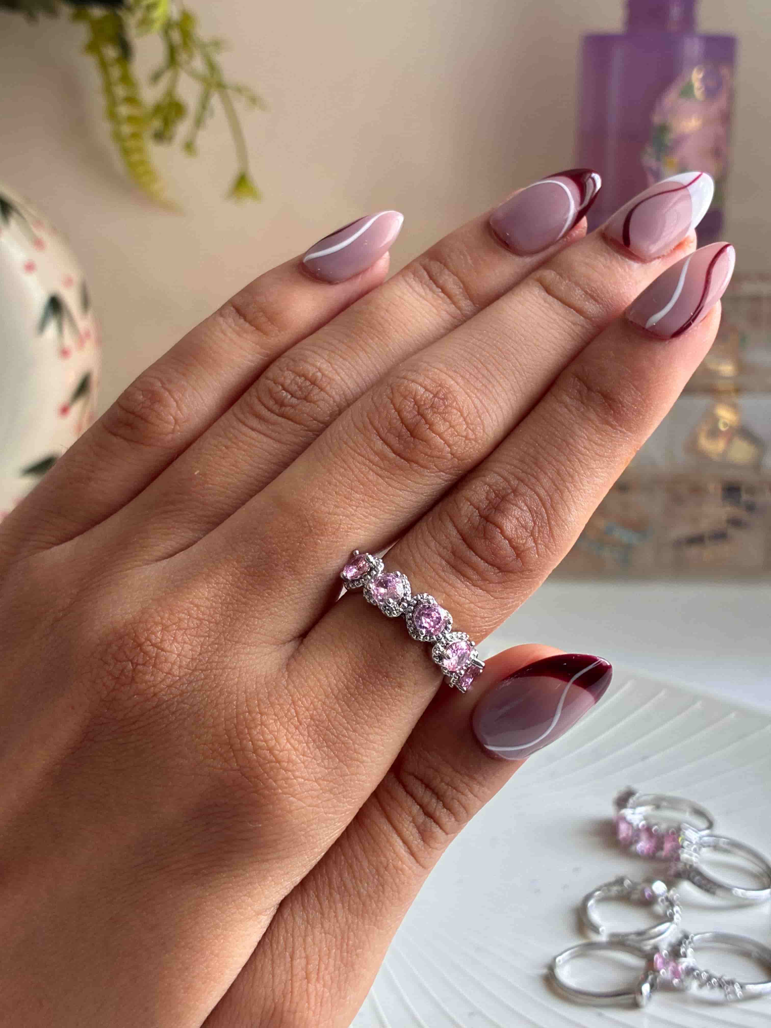 Pink Crystal Blossom Ring