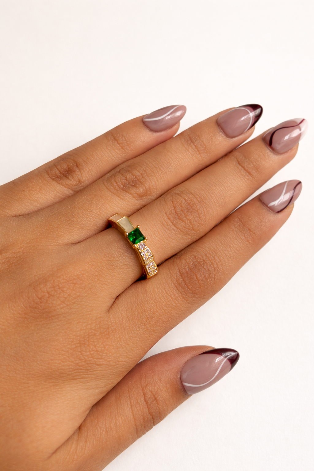 Emerald Glow Adjustable Ring