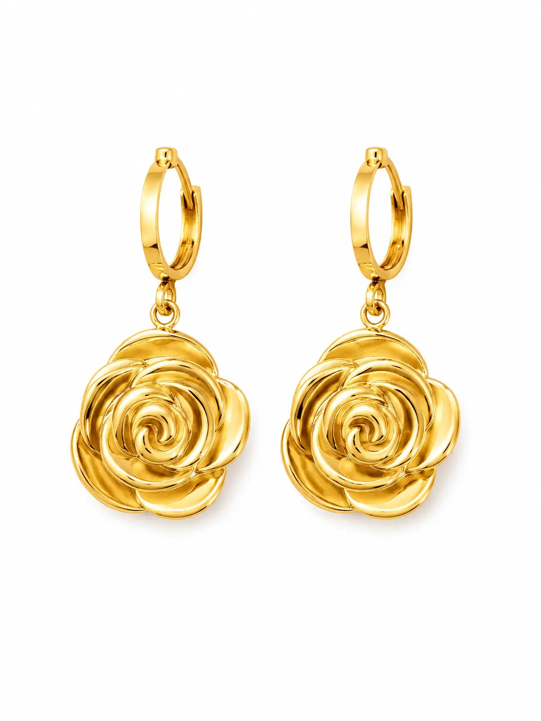 Golden Rose Hoop Earrings Accessorinetic