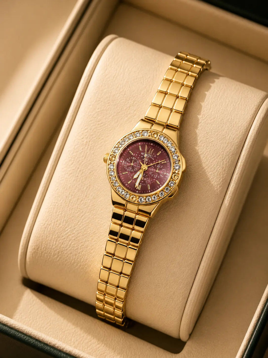 Ruby Crystal Luxe Watch – Gold Accessorinetic