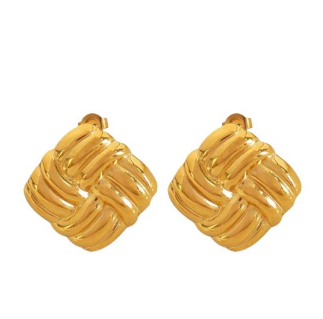 Golden Weave Stud Earrings