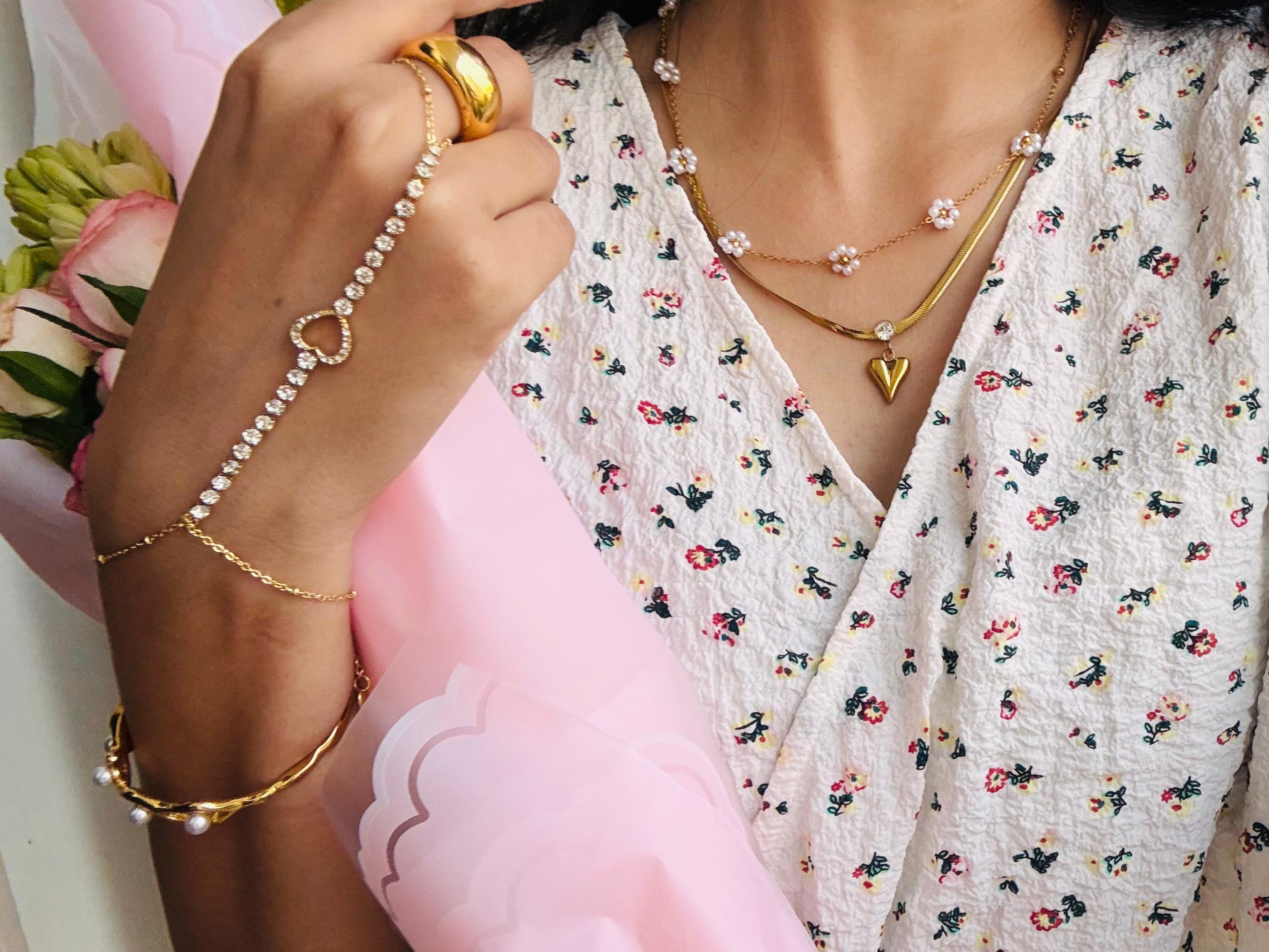 Crystal Heart Hand Chain