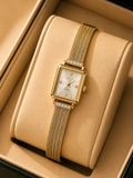 Aurora Luxe Mesh Watch – Gold & White Accessorinetic