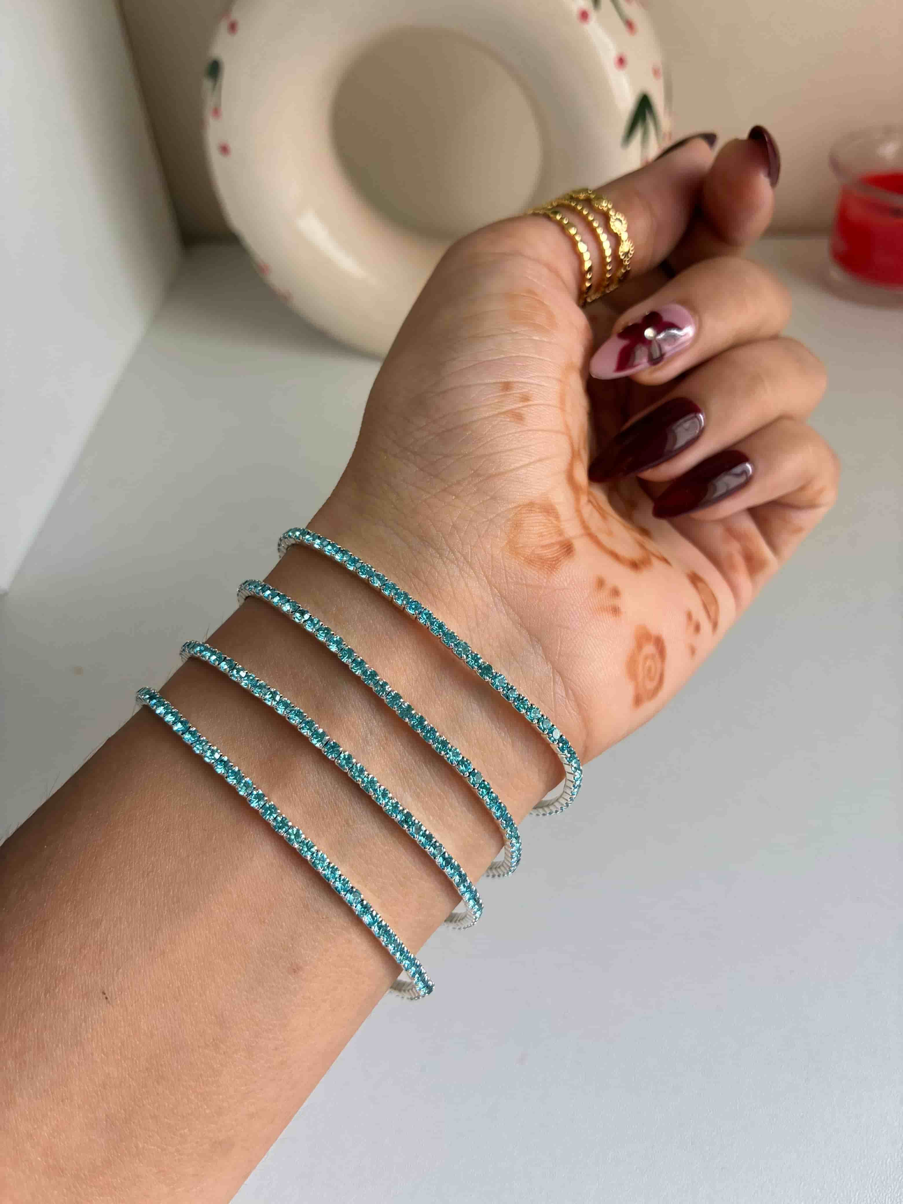 Sky Blue Stretchable Tennis bracelet ( Single Piece)