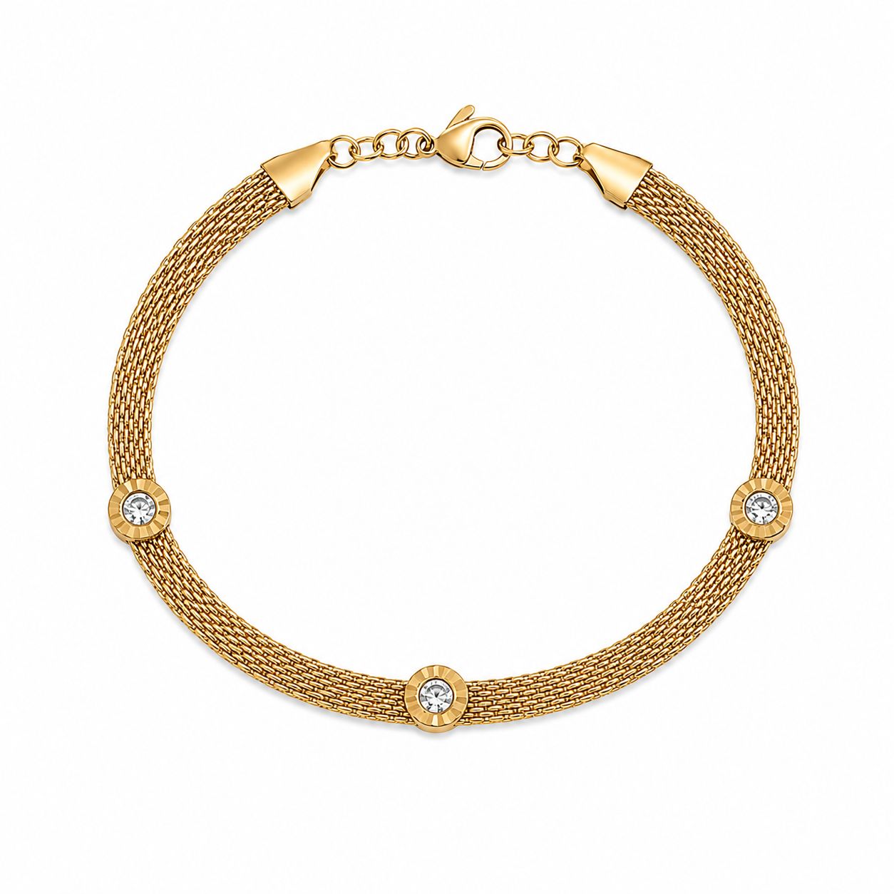 Golden Crystal Mesh Bracelet