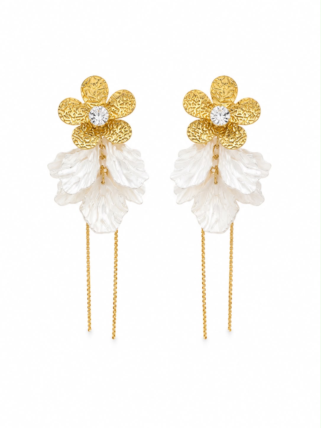 Floral Pearl Leaf Drop Earrings ✨