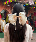 Ivory Lace Bow Hair Claw