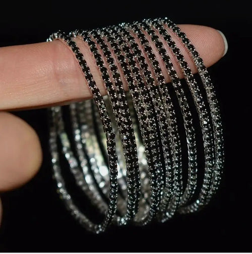 Black with Silver Base Tennis Bracelet (Per Piece) Accessorinetic