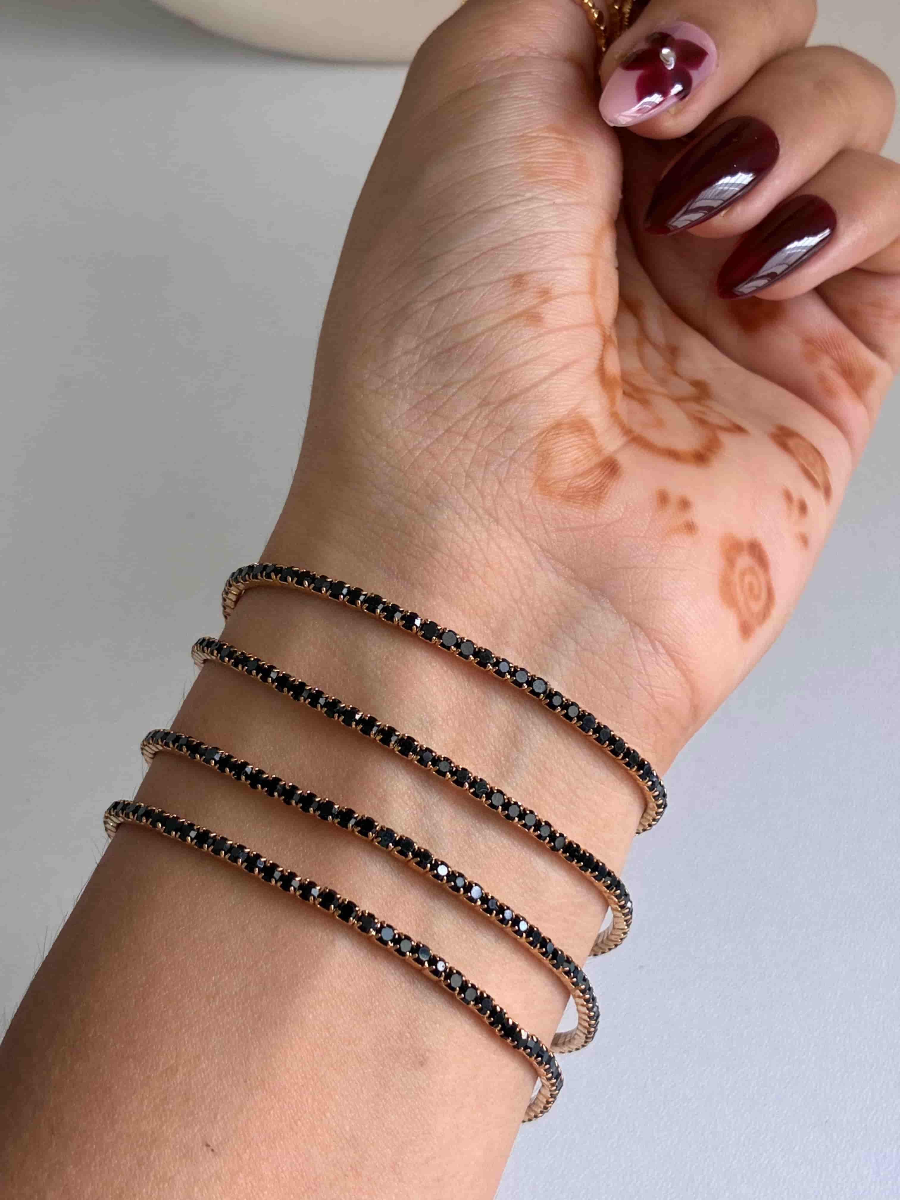 Black & Golden Stretchable Tennis bracelet (Single Piece)