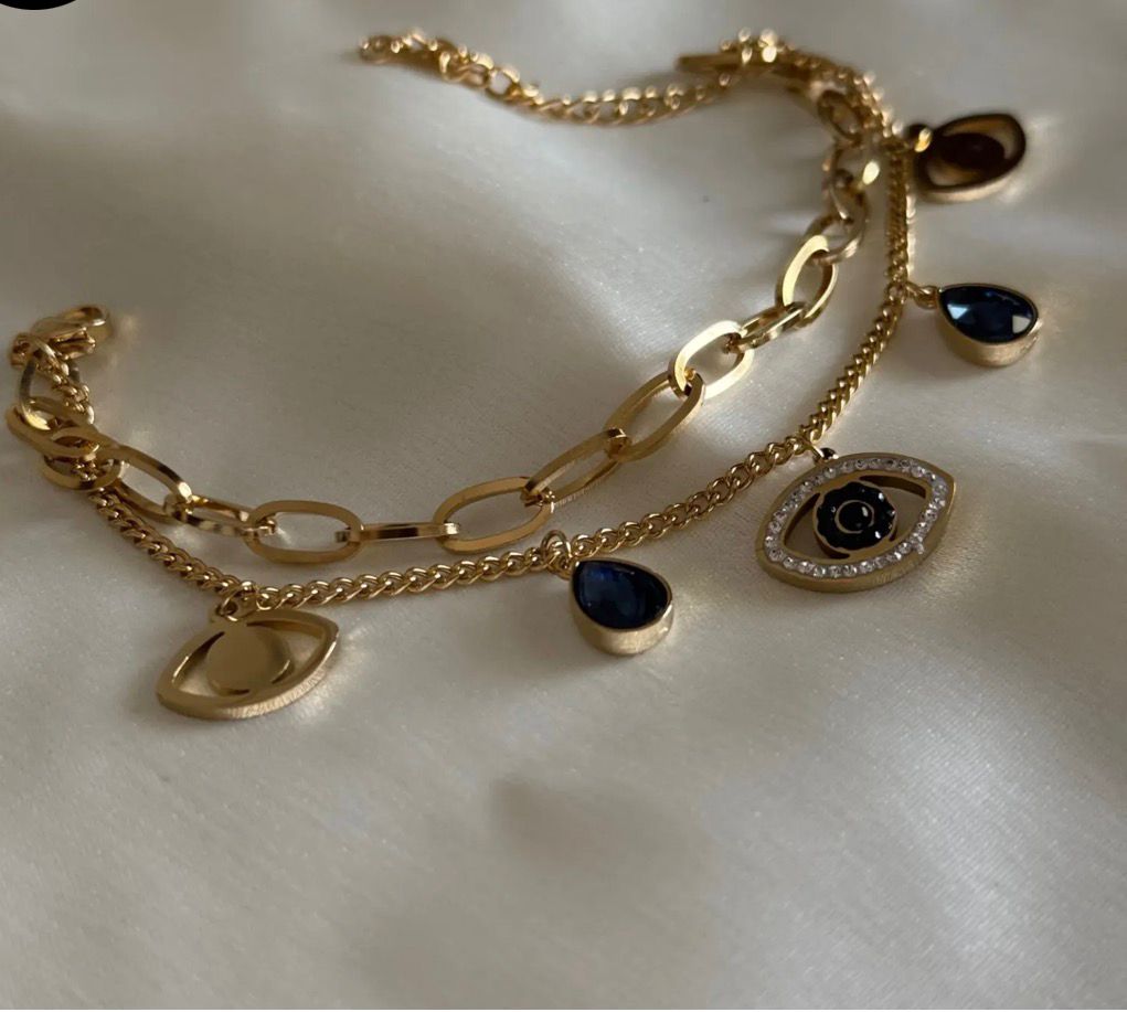 Midnight Evil Eye Layered Bracelet